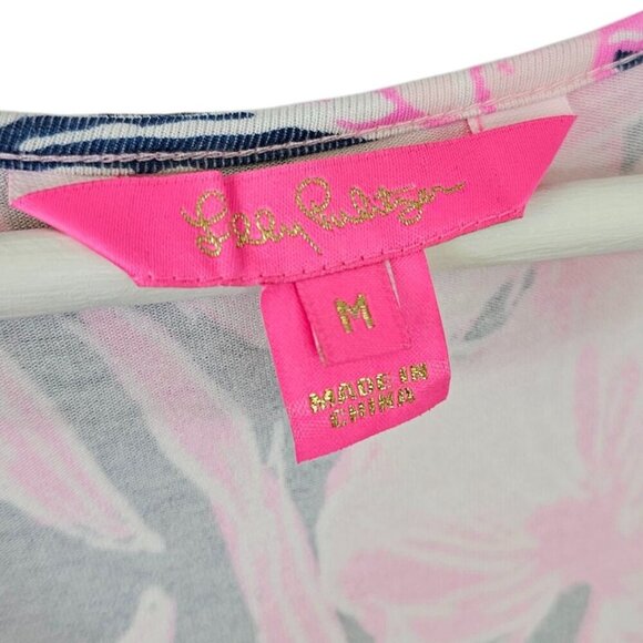 Lilly Pulitzer Jessalynne Romper, Wrap, V-Neck, Floral Flamingo, Stretch, Size M - Picture 6 of 9